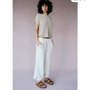 Relaxed Cream Sweatpants - Women's Jogger Pants